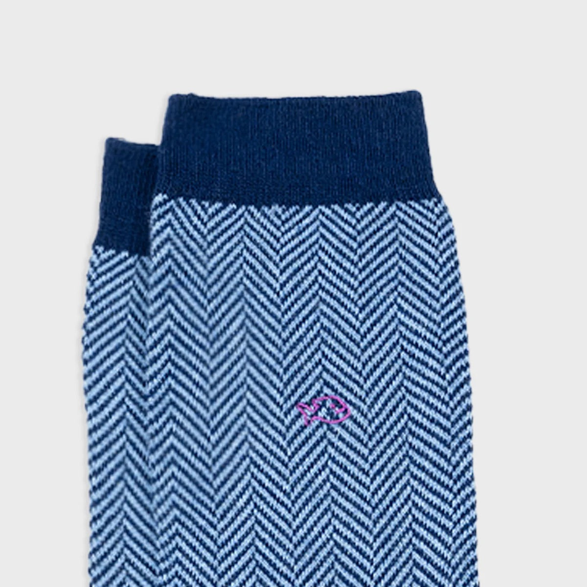 Blue and Ecru Herringbone Socks