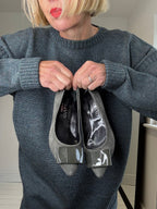 ARTIGIANO suede and patent kitten heel pumps