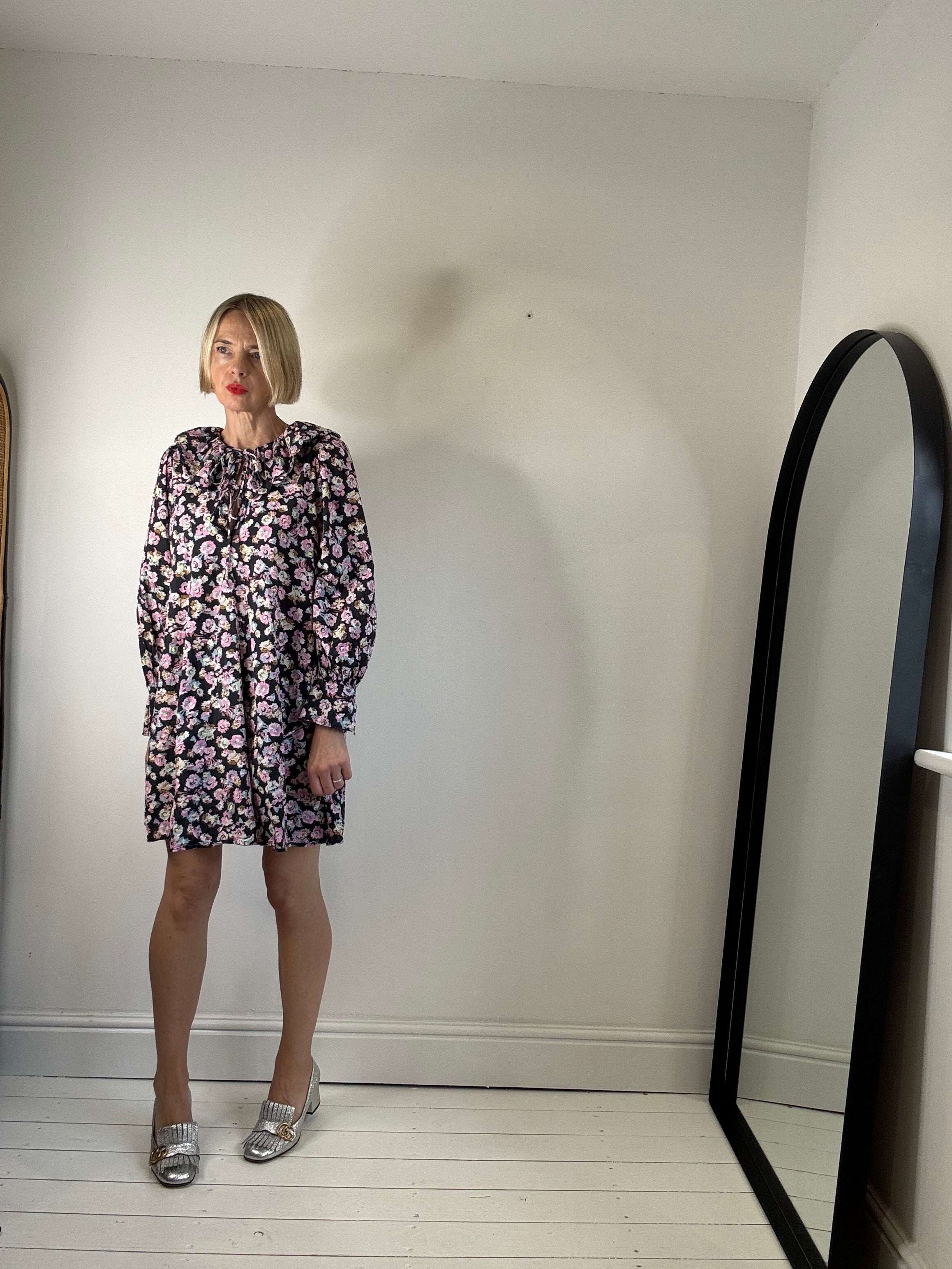 Printed cotton smock dress