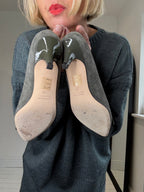 ARTIGIANO suede and patent kitten heel pumps