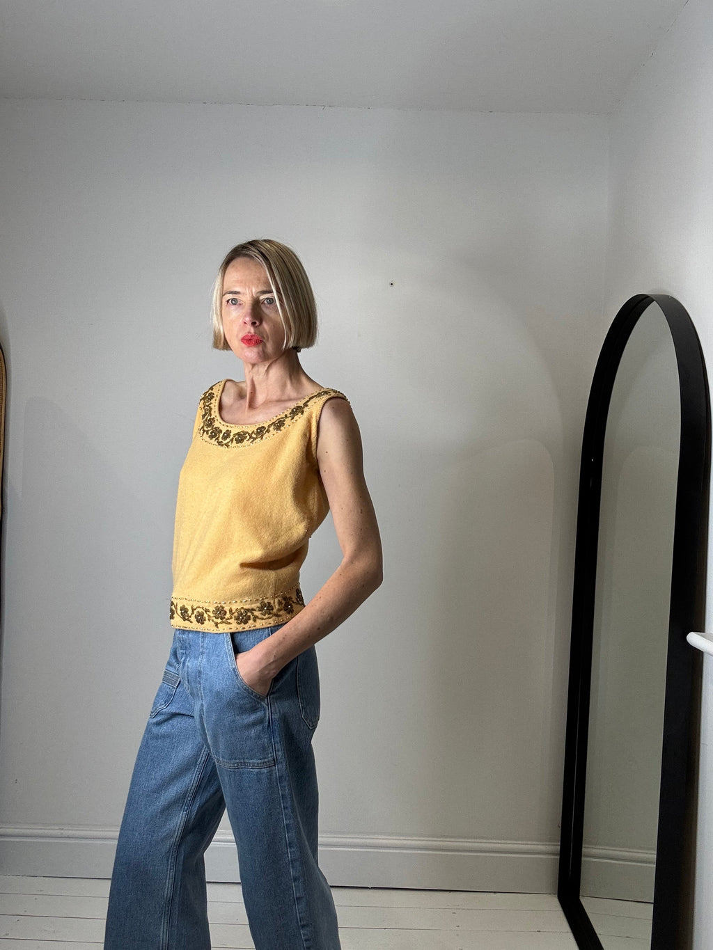 VINTAGE beaded knit top