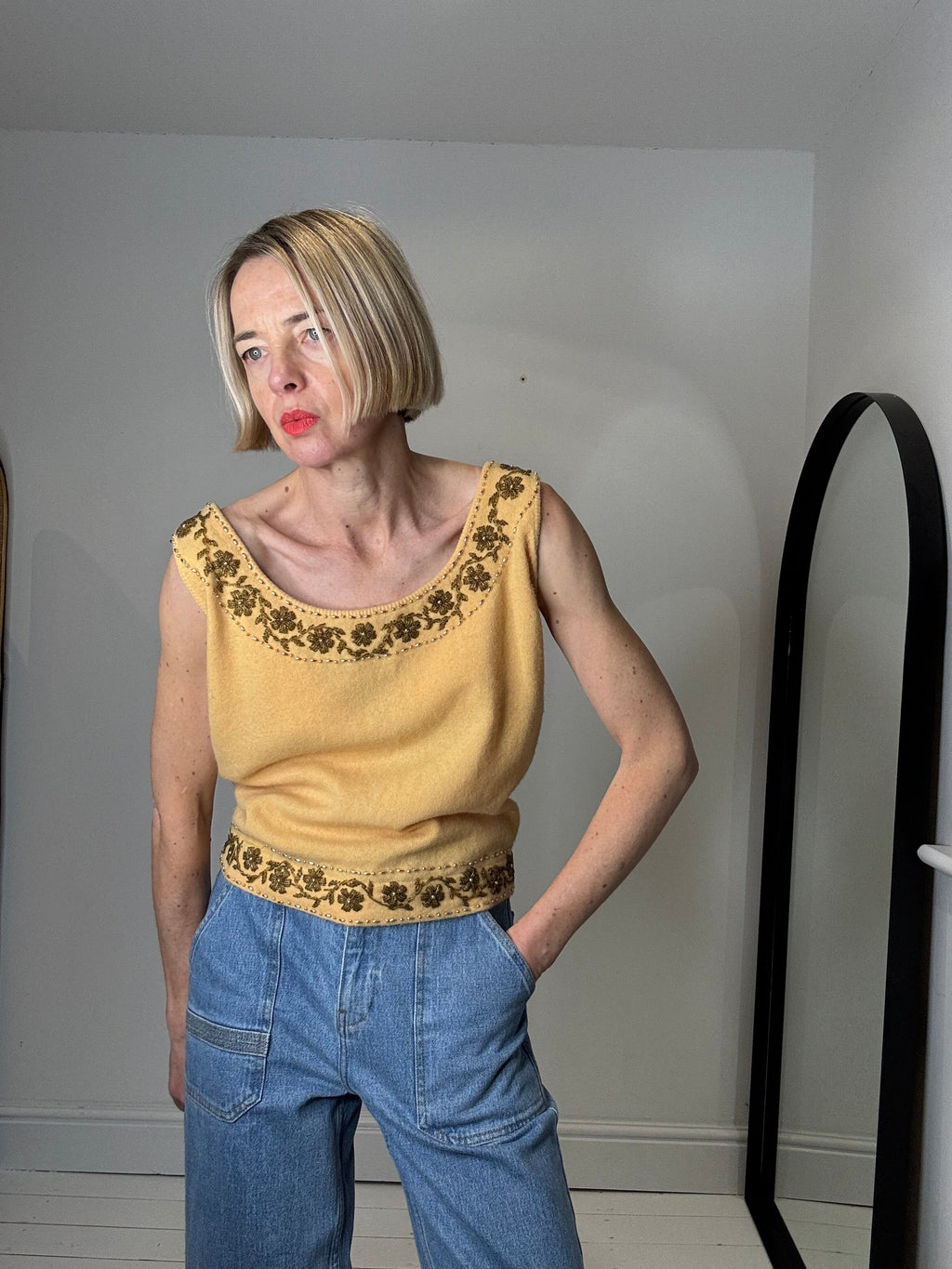 VINTAGE beaded knit top