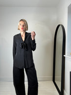 Tie neck silk blouse