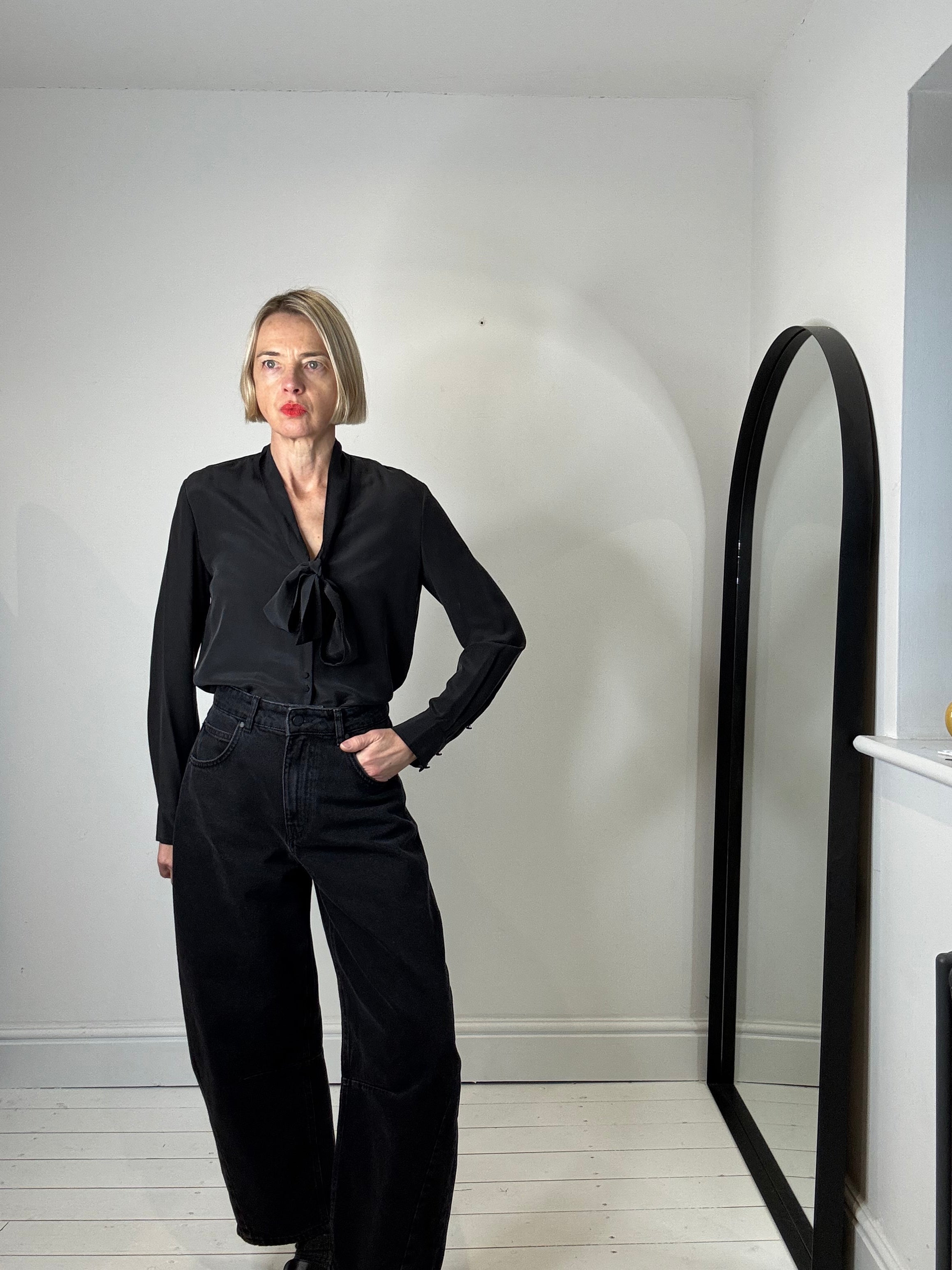 Tie neck silk blouse