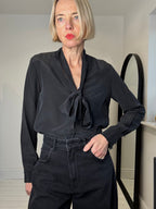 Tie neck silk blouse