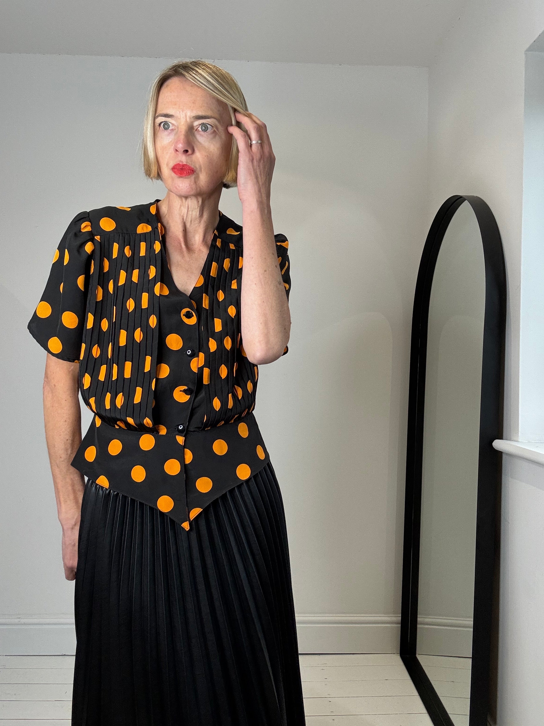 VINTAGE polka dot peplum blouse