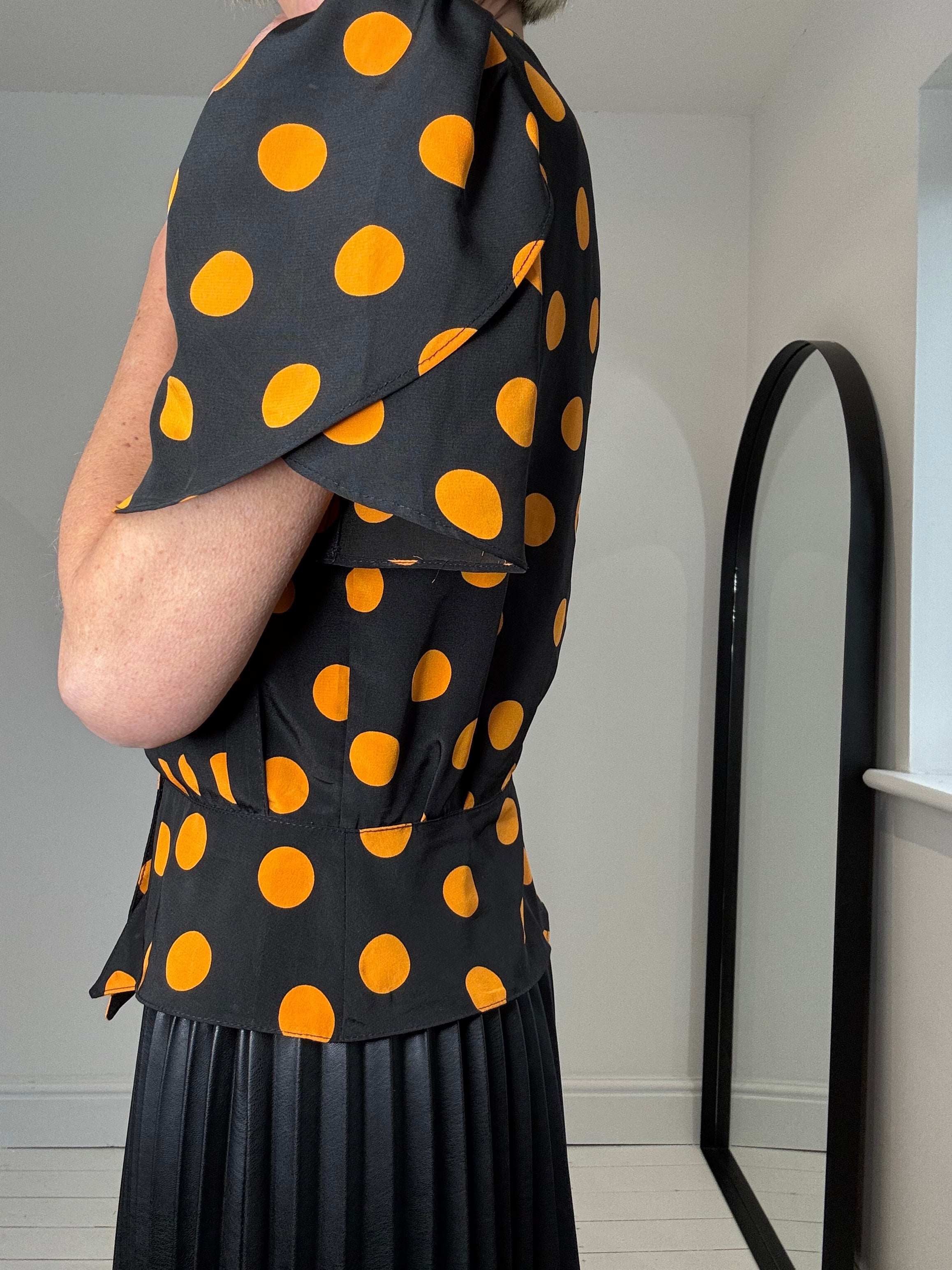 VINTAGE polka dot peplum blouse