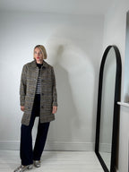 Check textured single breasted coat