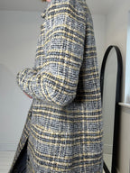 Check textured single breasted coat