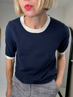 Contrast trim knitted tee