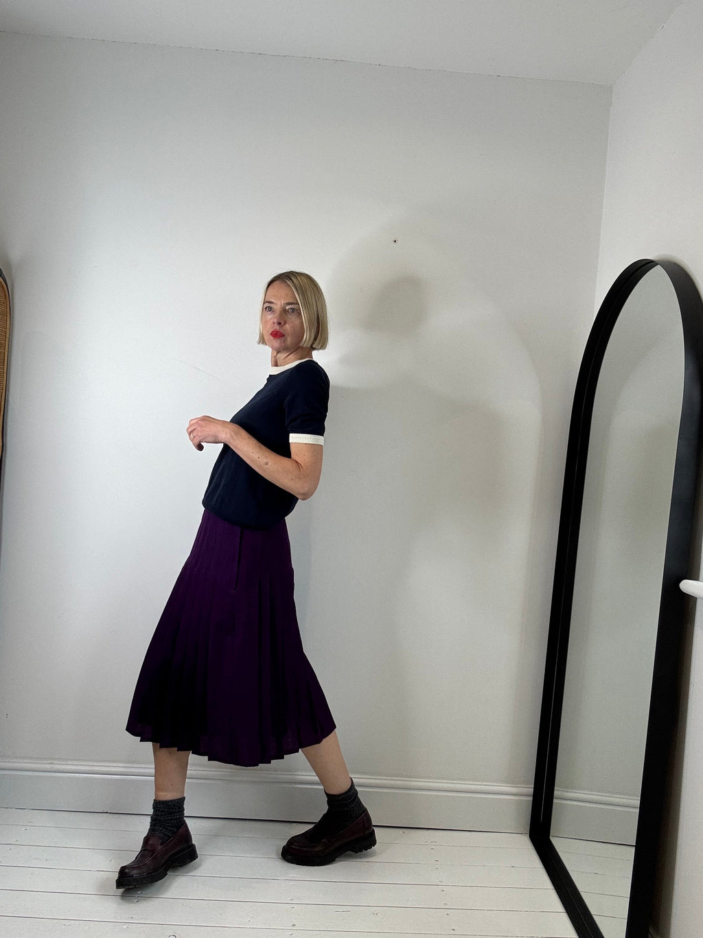 Contrast trim knitted tee