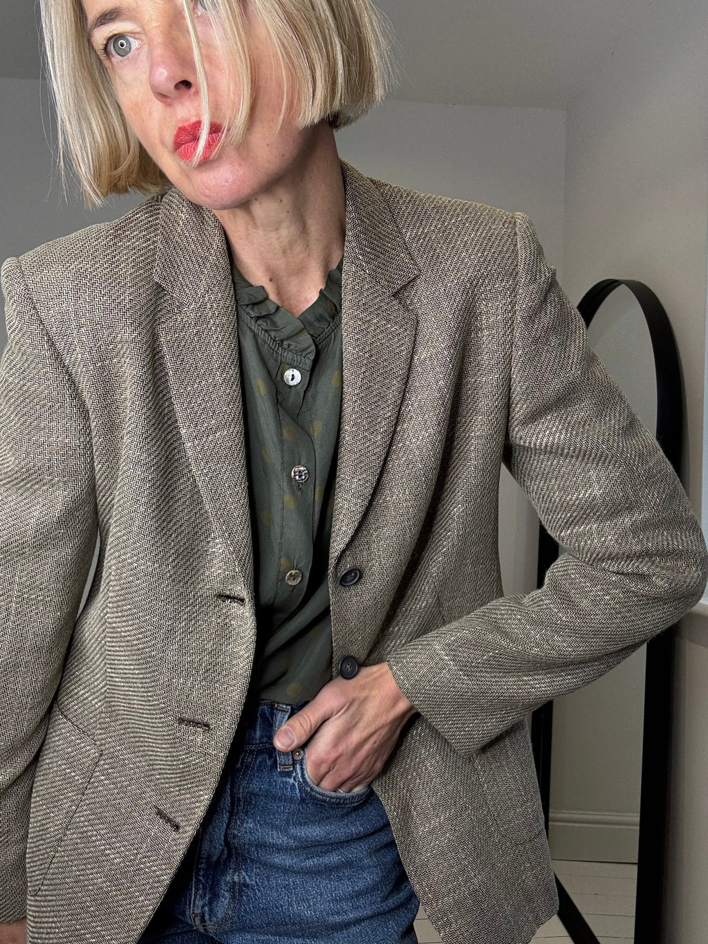 VINTAGE JAEGER wool, silk rayon blazer