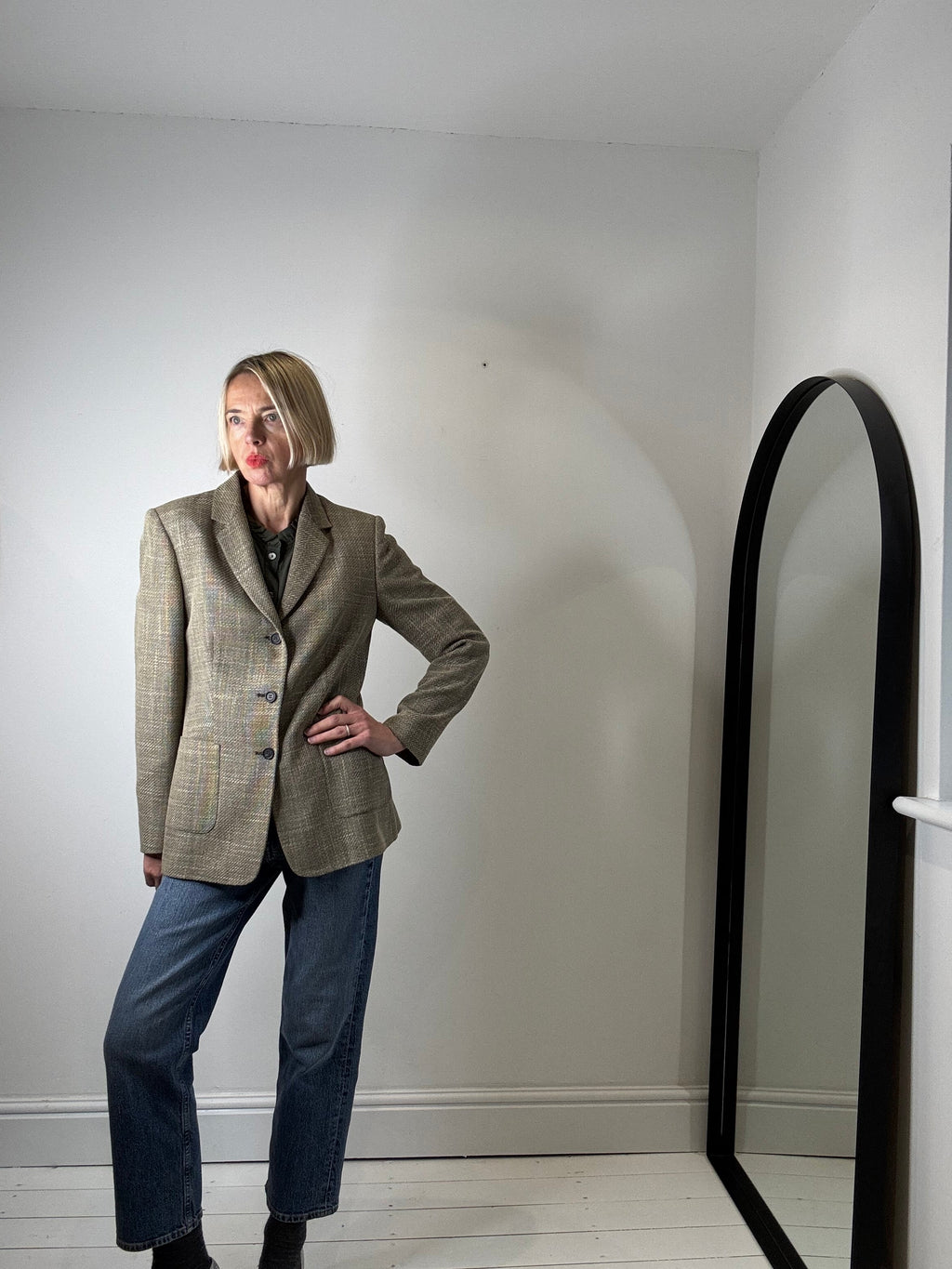 VINTAGE JAEGER wool, silk rayon blazer