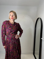 VINTAGE autumnal print midi dress