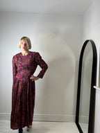 VINTAGE autumnal print midi dress
