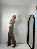 VINTAGE crop flared check trousers