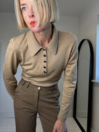 VINTAGE crop flared check trousers