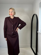 Wool check skirt with box pleat