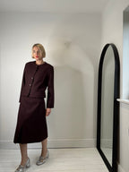 Wool check skirt with box pleat