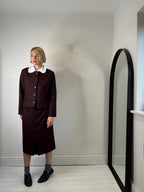 Wool check skirt with box pleat