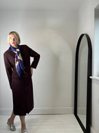 Wool check skirt with box pleat