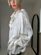 Luxe satin jacquard blouse
