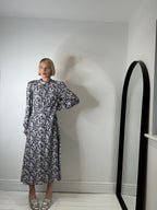 Mono print midi dress