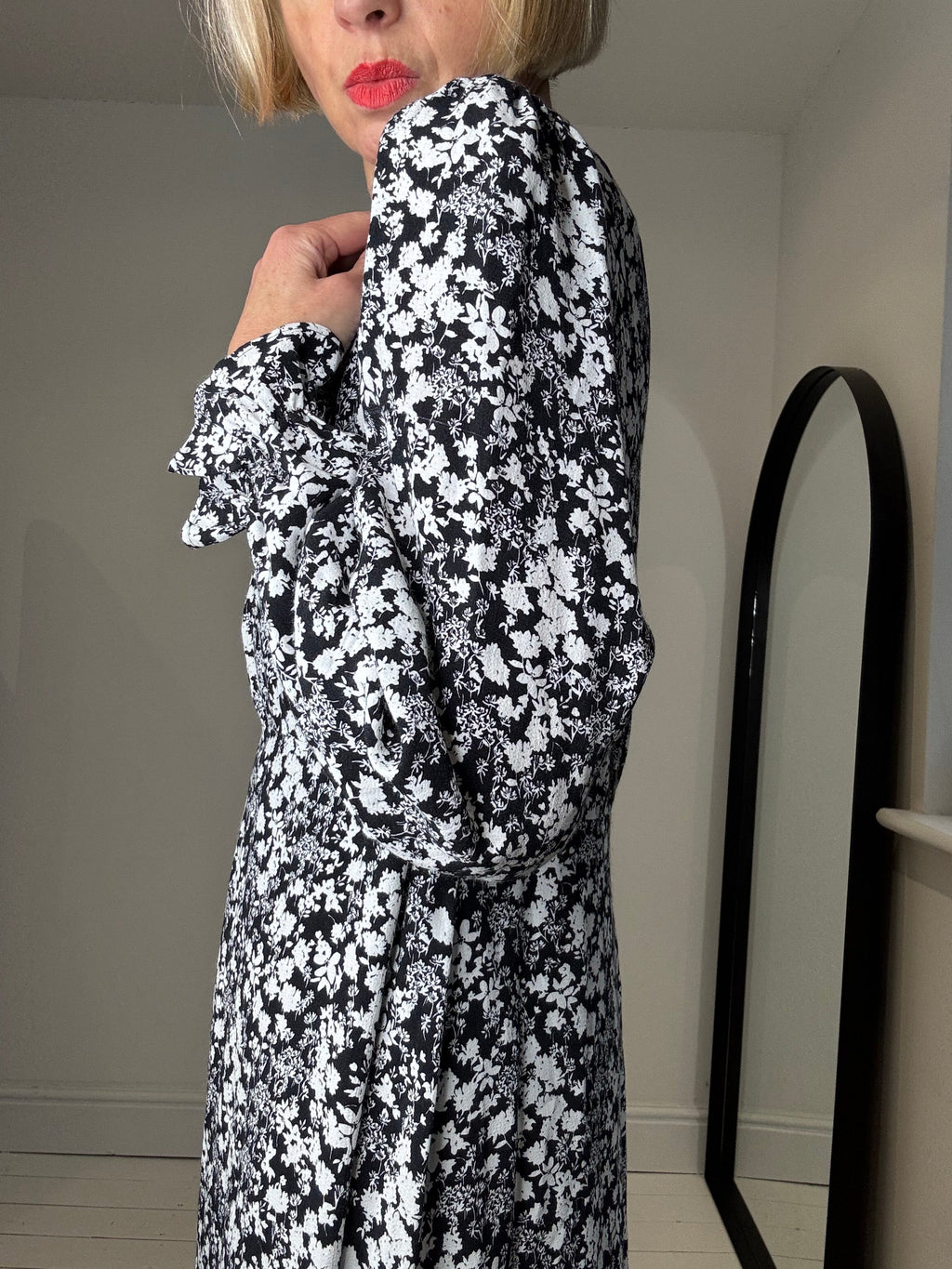 Mono print midi dress