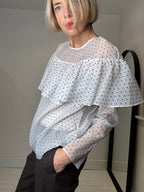 Spot frill detail blouse