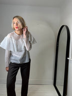 Spot frill detail blouse