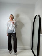 Spot frill detail blouse