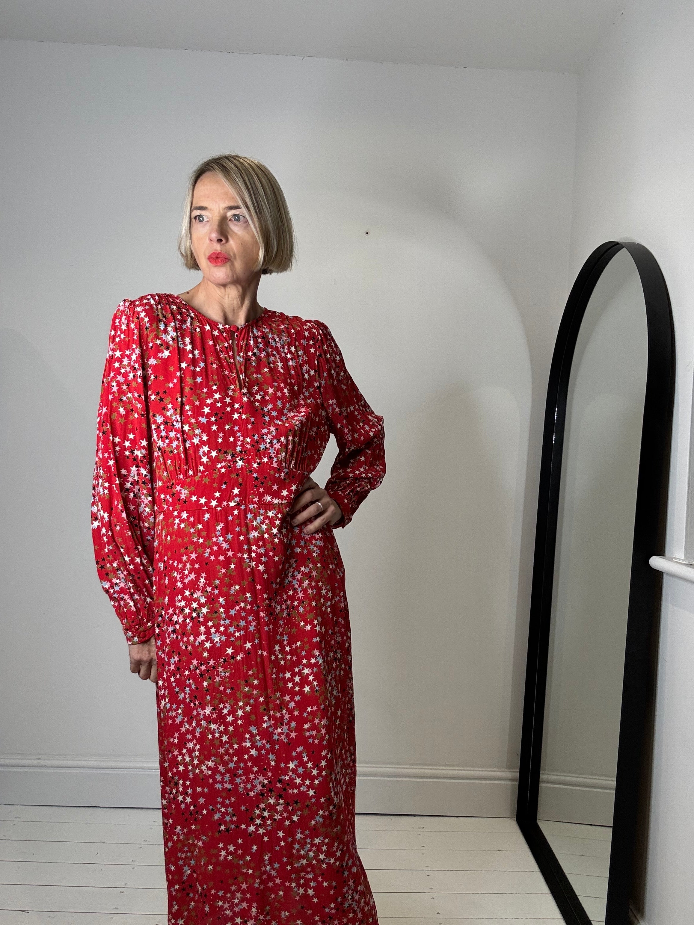 GHOST COLLAB star print midi dress