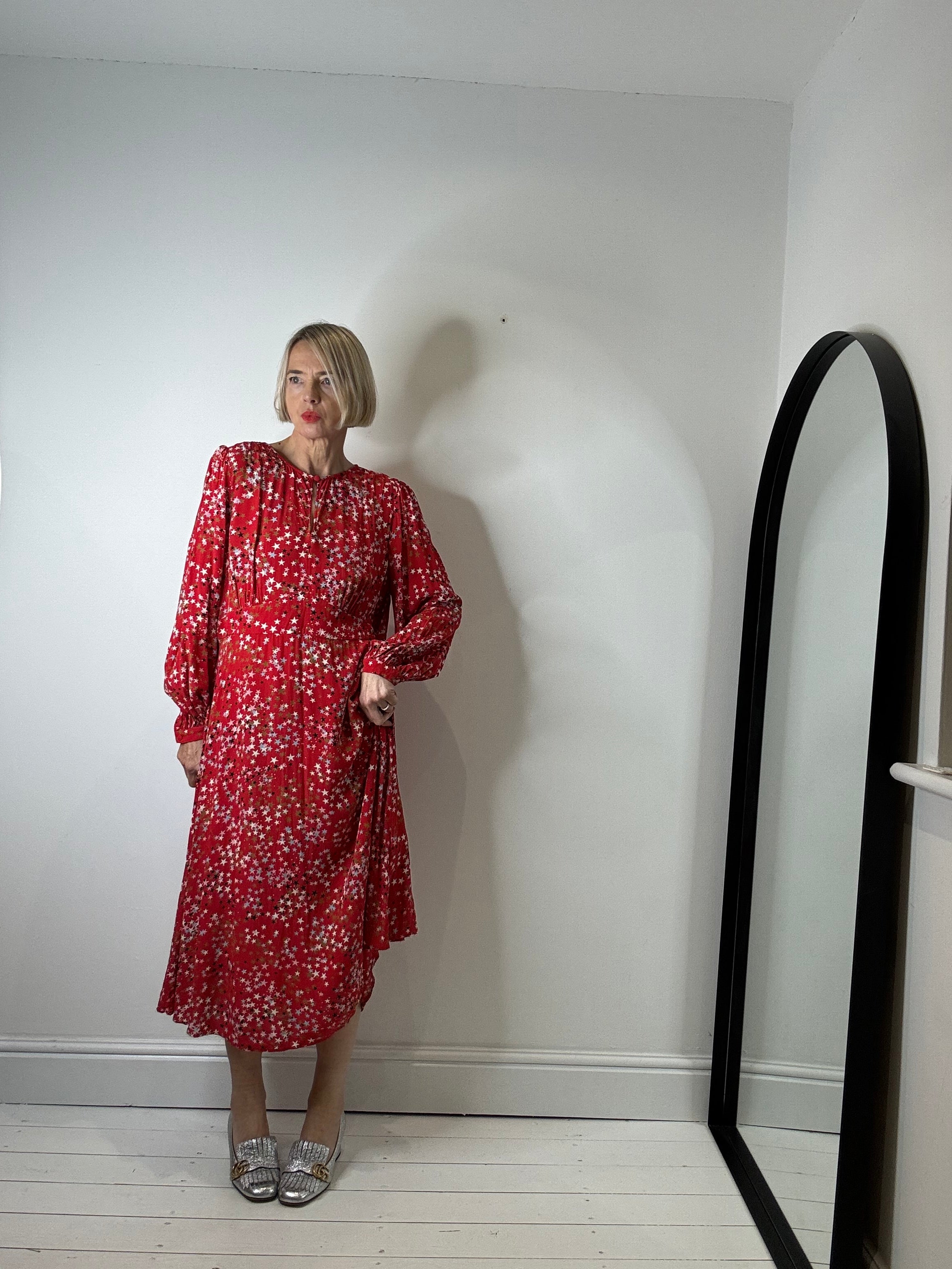 GHOST COLLAB star print midi dress