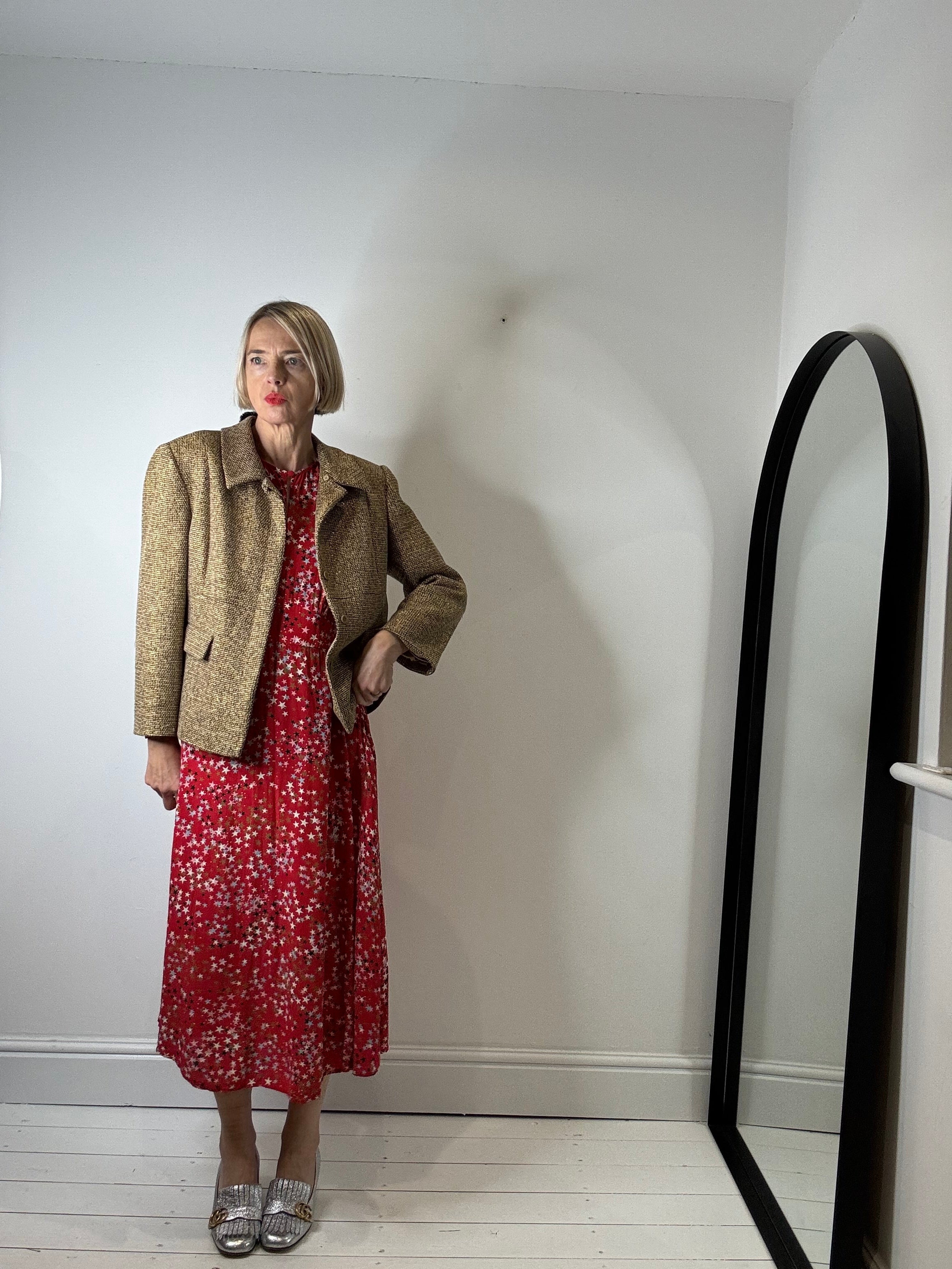 GHOST COLLAB star print midi dress