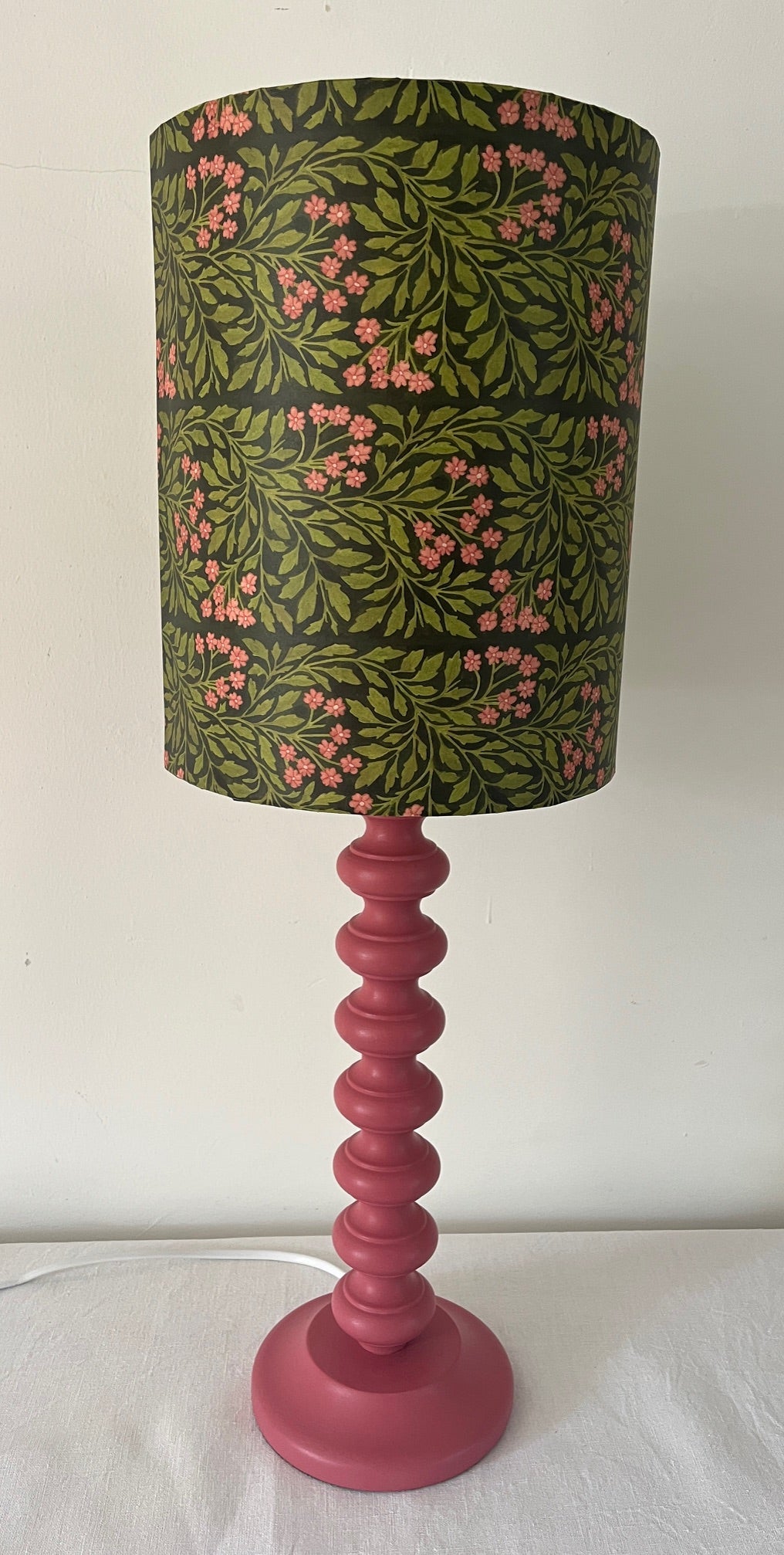 William Morris inspired Pink & Green lampshade -suzie-catlin-designs 