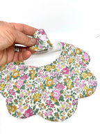 Liberty scalloped baby teething bib