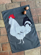 Grey Sussex Cockerel Tea Towel