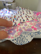 Liberty scalloped baby teething bib