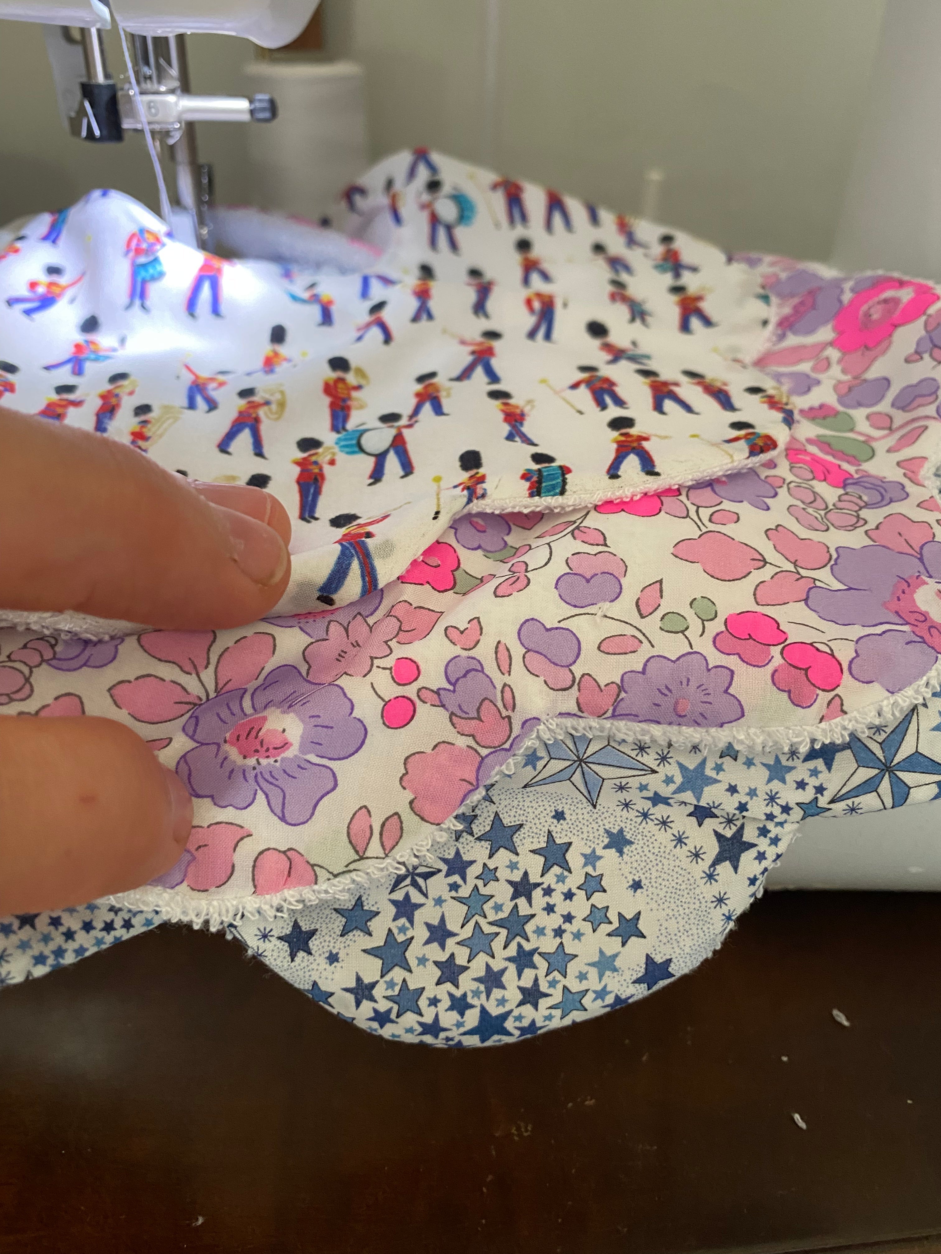 Liberty scalloped baby teething bib