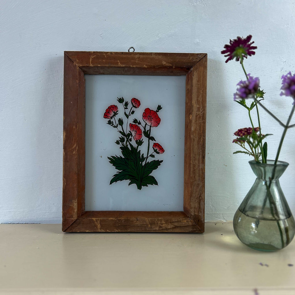 RED FLOWER 2 Indian glass painting