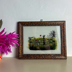 JUNGLE  WITH TORTOISESHELL FRAME Indian glass painting