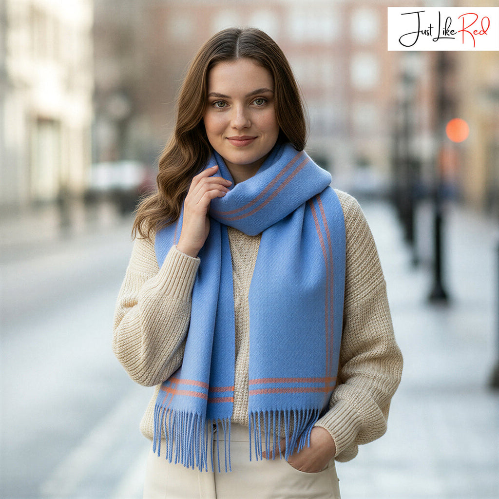 Grape Border Houndstooth Lambswool Scarf