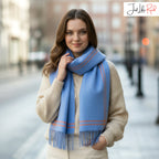 Grape Border Houndstooth Lambswool Scarf