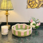 Stripy Scalloped Mini Basket - Kiwi