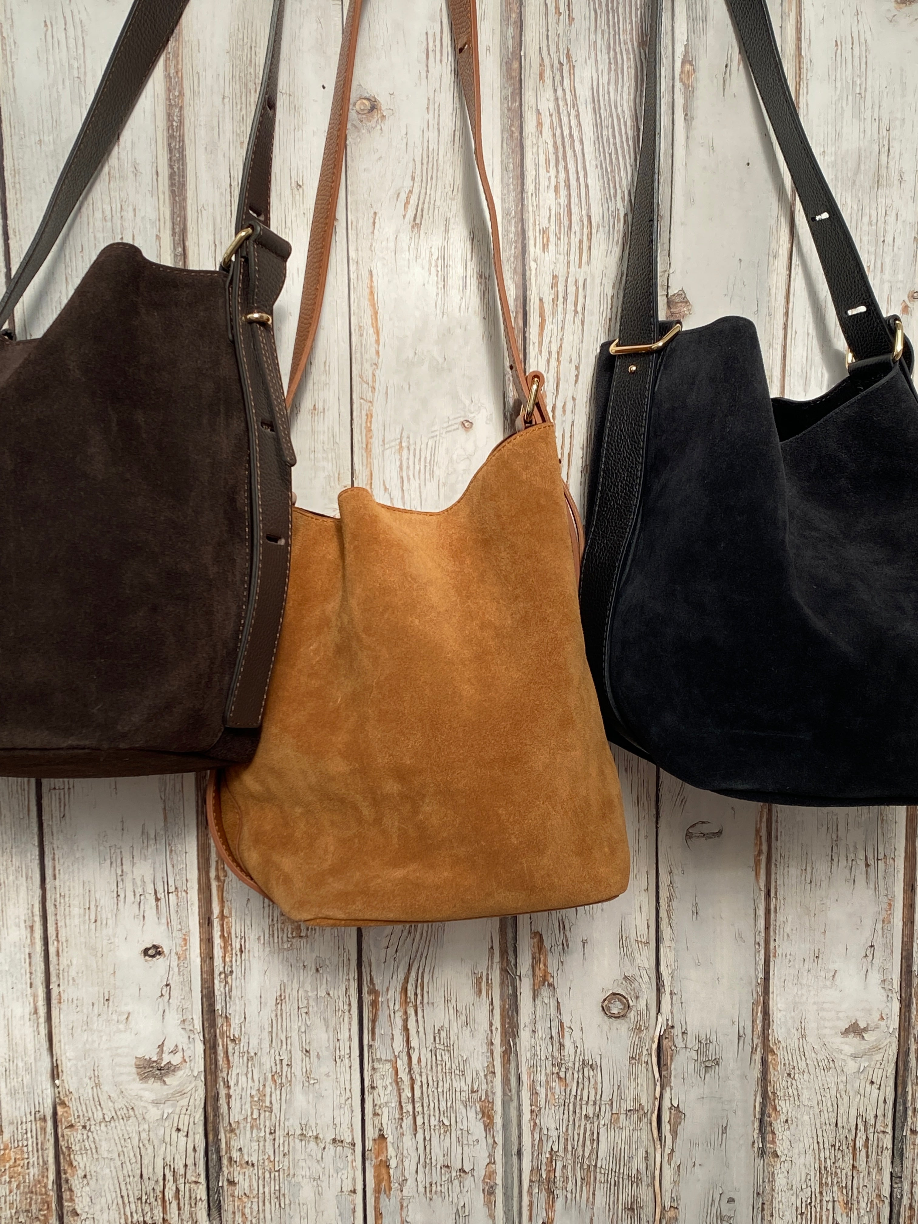 Lila Suede Bucket Bag