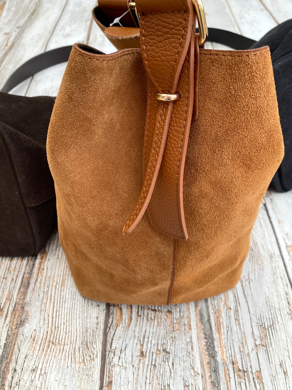 Lila Suede Bucket Bag