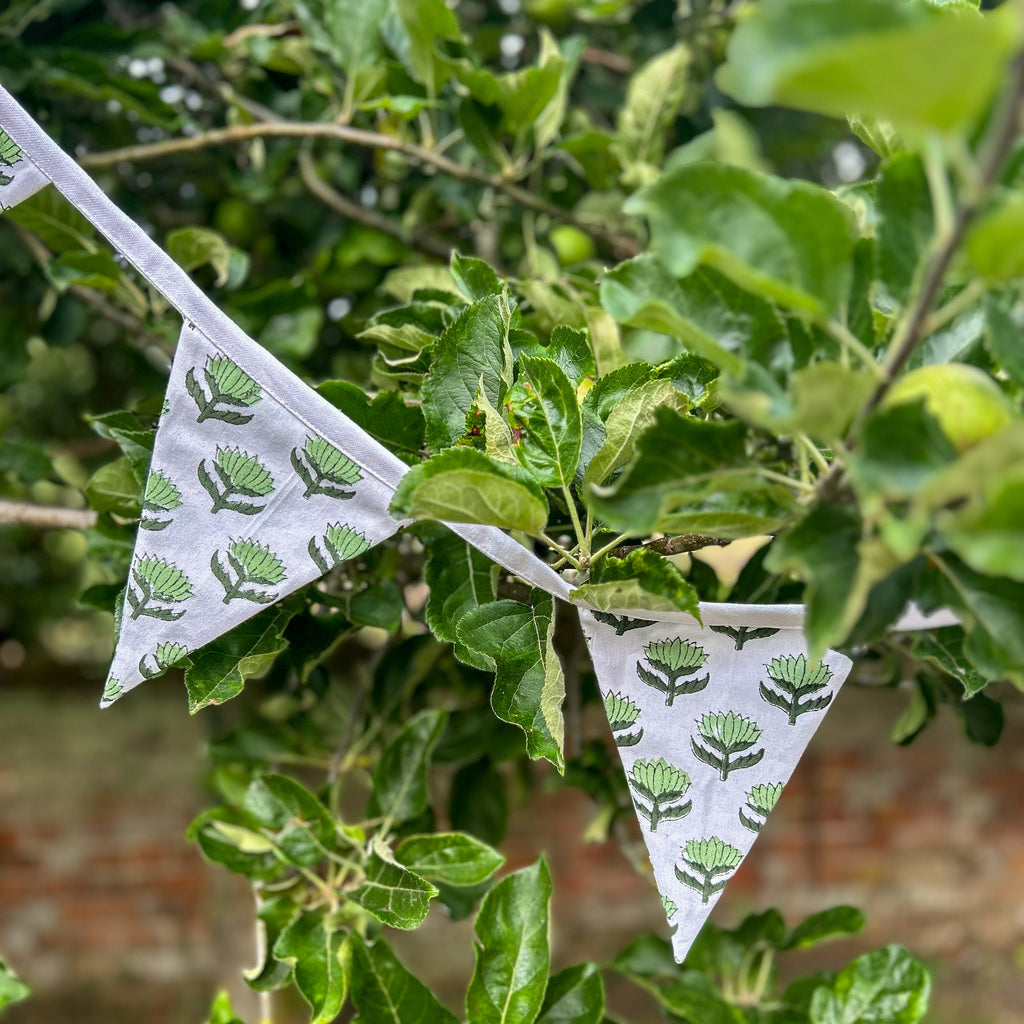 Lotus Flower Green Flag Bunting
