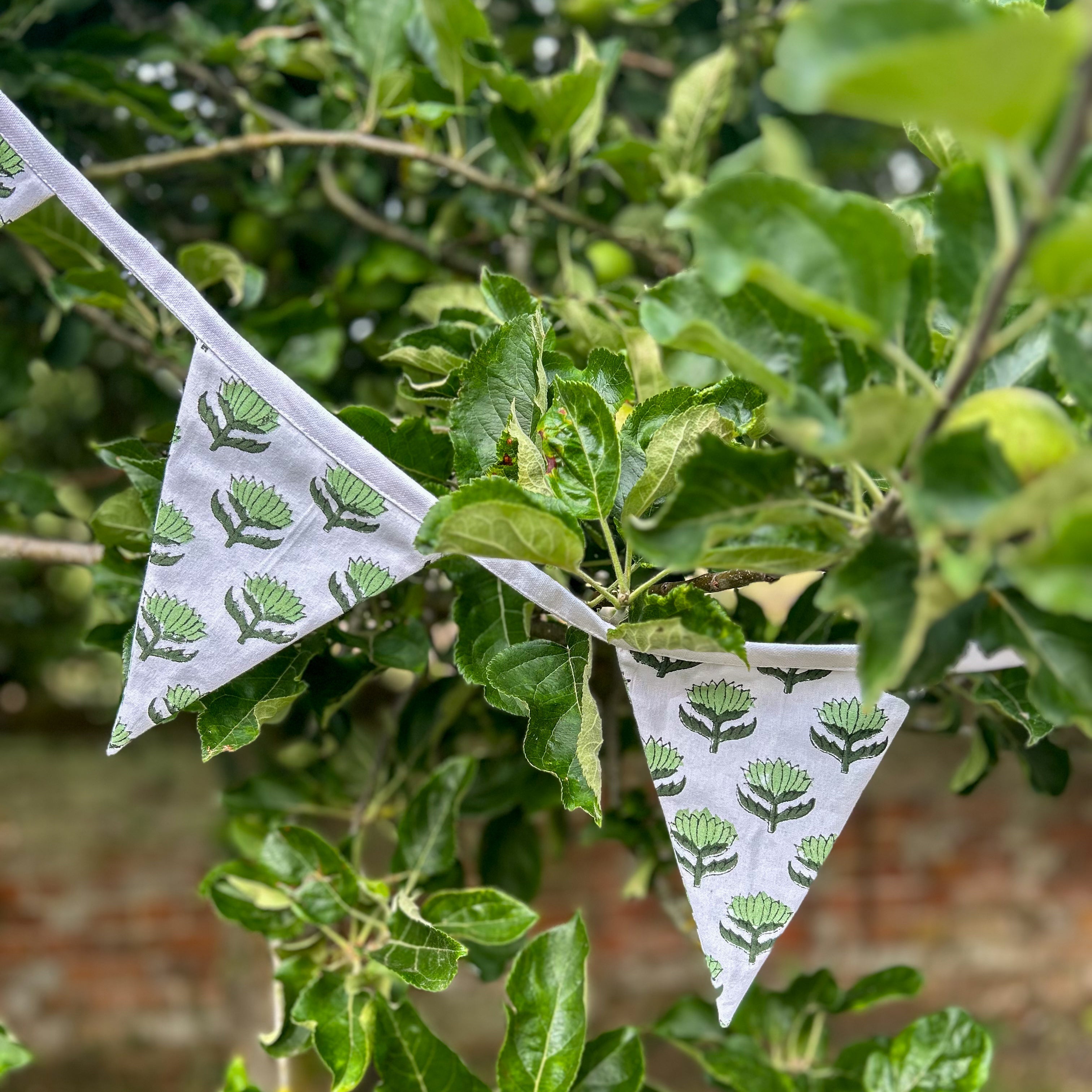 Lotus Flower Green Flag Bunting