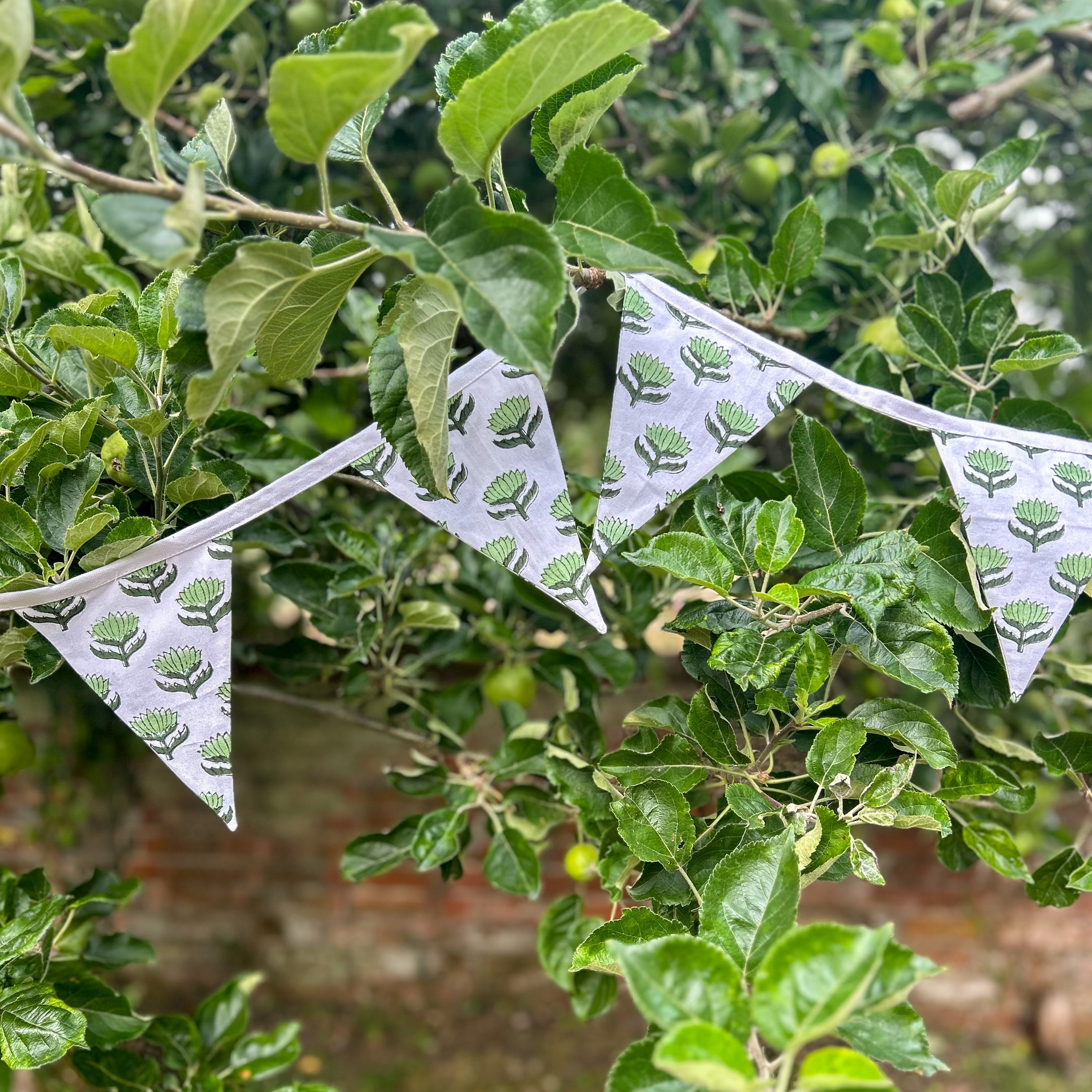 Lotus Flower Green Flag Bunting
