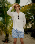 Linen Collarless Shirt